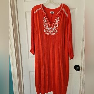 Embroidered Orange Dress